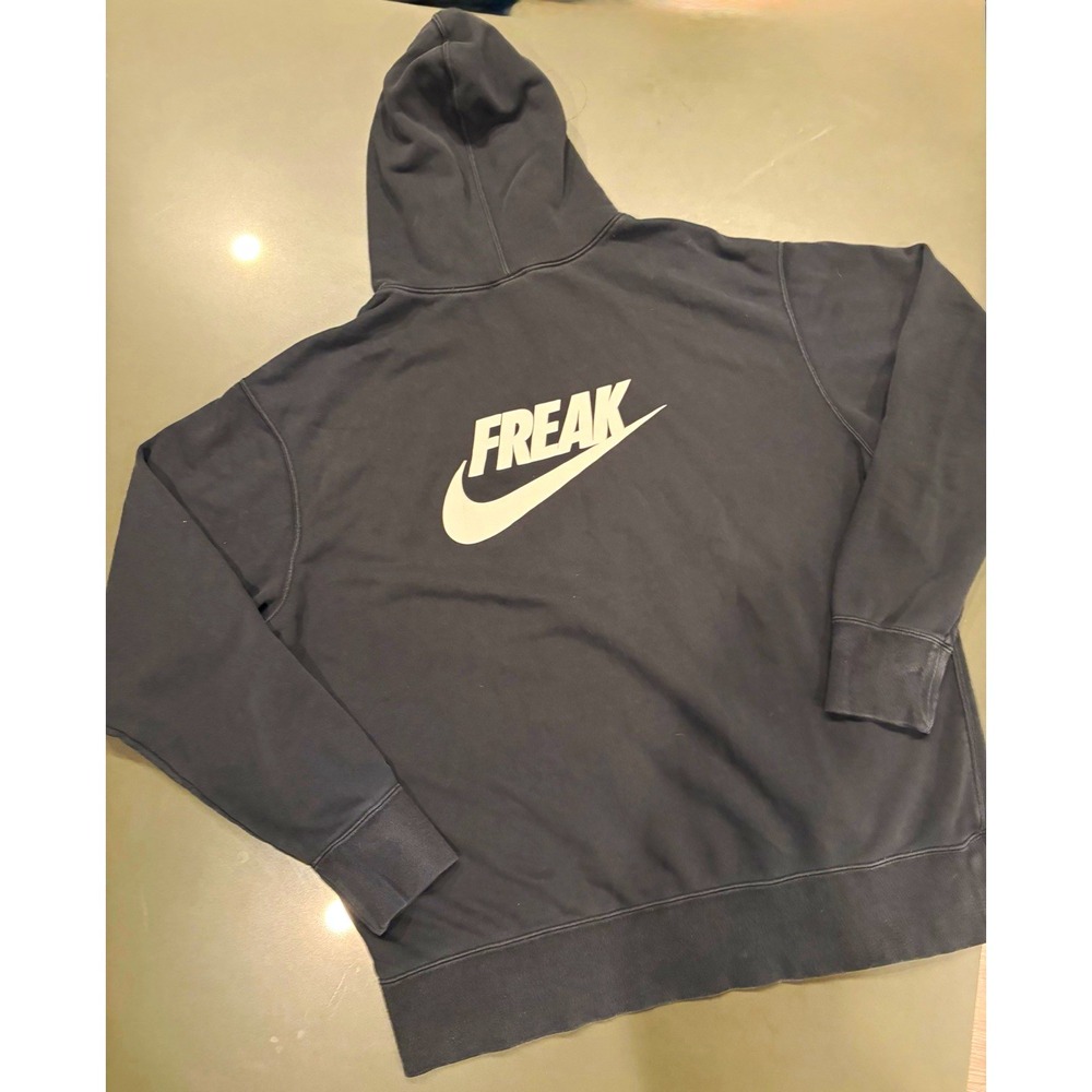 Nike Freak Logo Graphic Fleece Pullover Hoodie Mens XLT Black Big & Tall Pocket - Picture 1 of 9